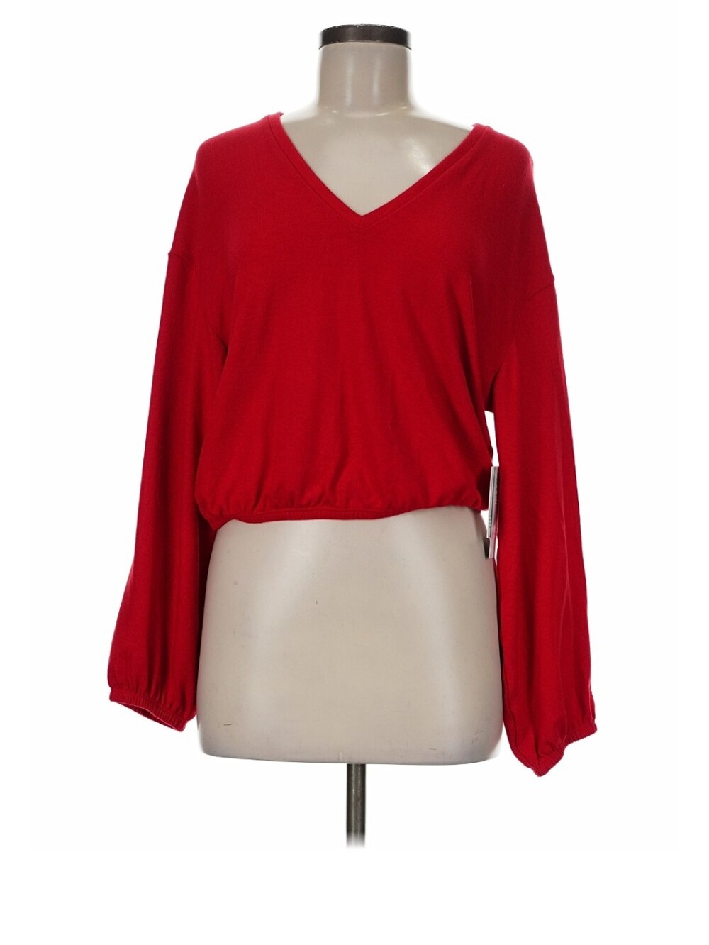 Beyond Yoga Soft Spoken Red Cropped V-Neck Pullover Medium
